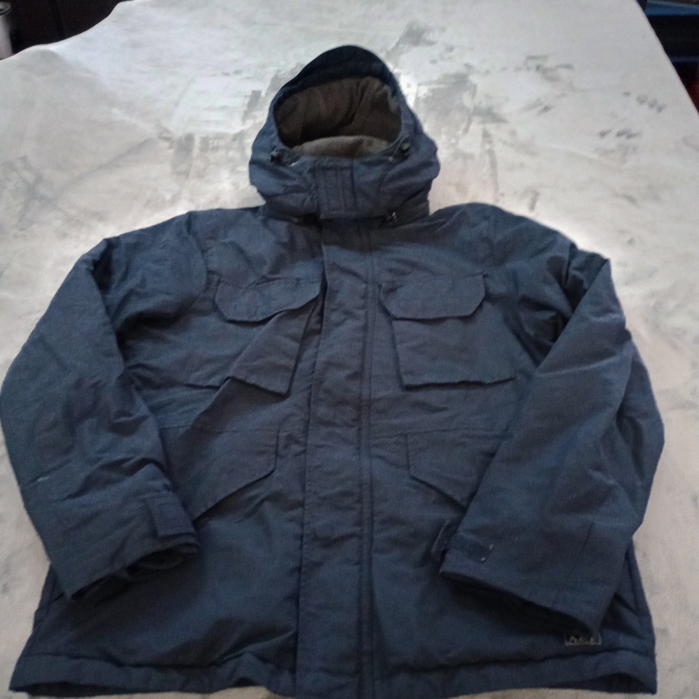 Abercrombie & Fitch Parka Men Small Navy Blue Ripstop Fleece Lined Hooded Jacket